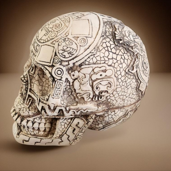 Mesoamerican Maya Aztec God's Skull Figurine 8" Long - Picture 1 of 13